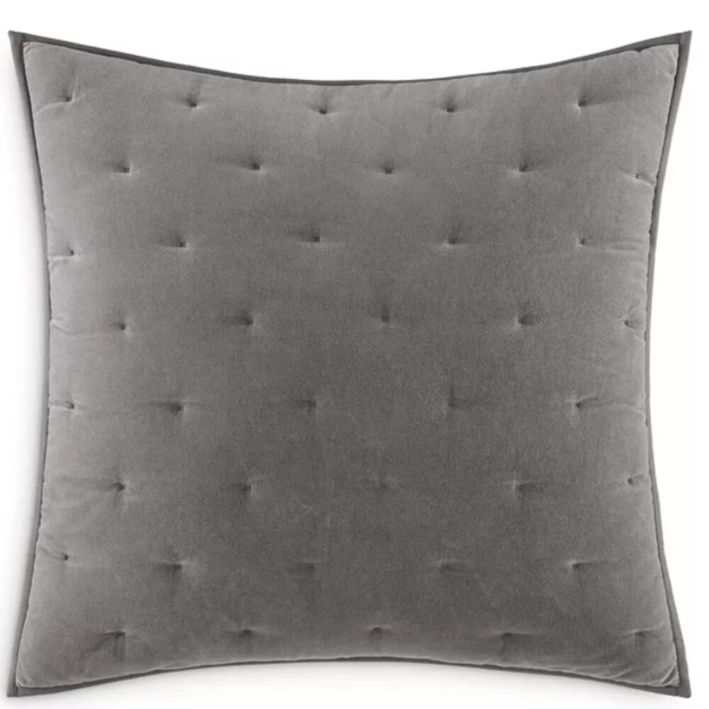 2 Vera Wang Gray Velvet Euro Shams 26x26 Pillow Covers Luxury Bedding Set NEW